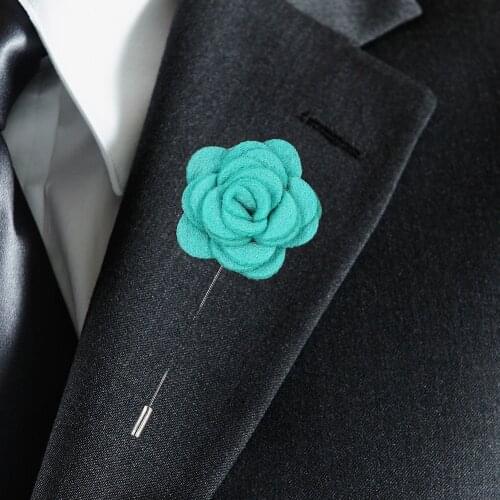Simple Wedding Groom Boutonniere Non-woven Rose Flower Lapel Pin For Best Men Corsage Pins Party Brooch Silver Metal XH2019C