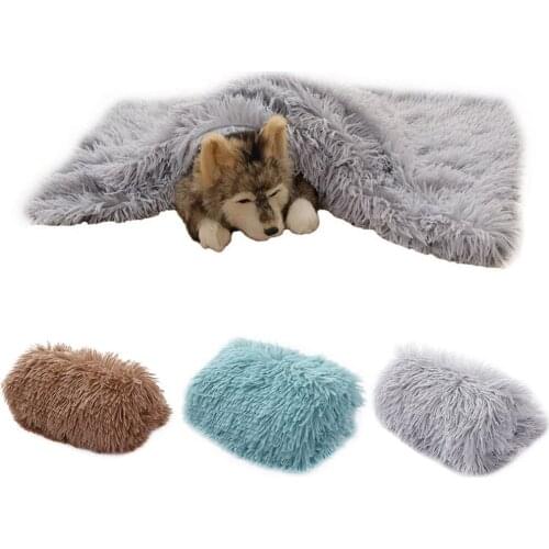 Fluffy Long Plush Pet Blankets Dog Cat Bed Mats Deep Sleeping Soft Thin Covers for Winter Summer Bed Use Blankets Cat Mattress