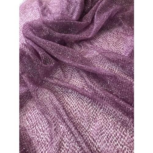 Luxury glued glitter tulle mesh lace fabric SYJ-1111 with glitter for wedding dress