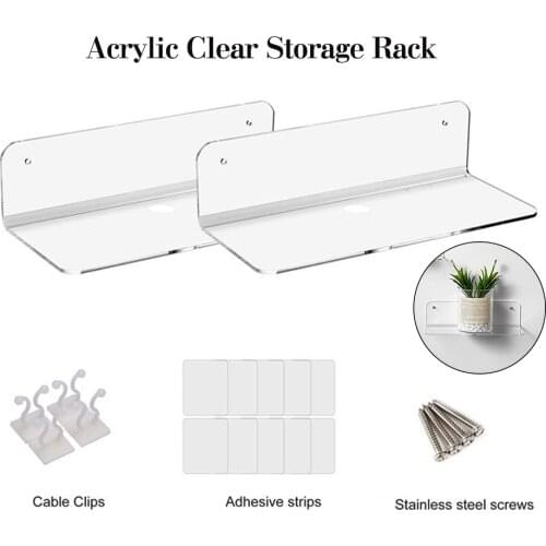 Storage Rack Floating Shelf Wall-mounted Acrylic Clear Floating Shelves Wall Shelf For Bathroom Bedroom Mounted Display Shelves