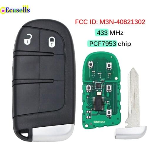 2 Buttons Smart Remote Key 433mhz for Dodge for Jeep with 7953A / 46 CHIP GEN4 TOMBSTONE PROXIMITY REMOTE M3N40821302