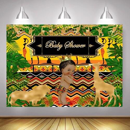 African Safari Animals Baby Shower Party Backdrop Photography Newborn Hunter Prince Princess Background Green Woodland Photocall