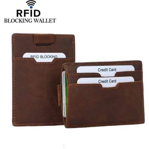 100% Genuine Leather Credit ID Card Holder Vintage Cow Leather Travel Mini Wallet Retro Business Purse Case