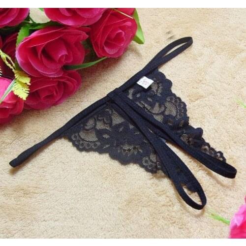 Sexy Lace Thong Women Panties 2020 Hot Erotic Open Crotch Crotchless Brief Underwear G-string Thong Bows Female Pants