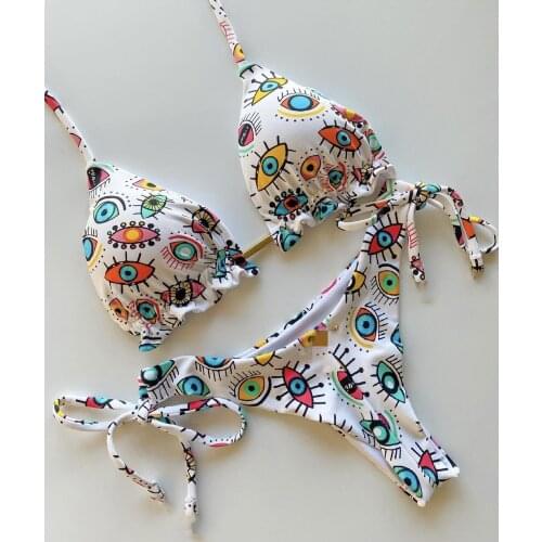 2022 Women Swimwear Female Swimsuit Sexy Bikini Swimwear Print Flower Bikinis Set Biquini Brazilian Beach Wear Bandage Bikinis