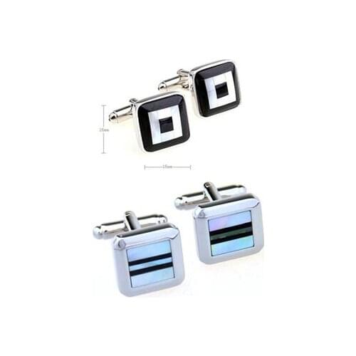 10pairs/lot Silver Square Cufflinks Sea Shell Strip Cuff Links Retro Style Shirt Cuff Links Mens Jewelry Business Gift