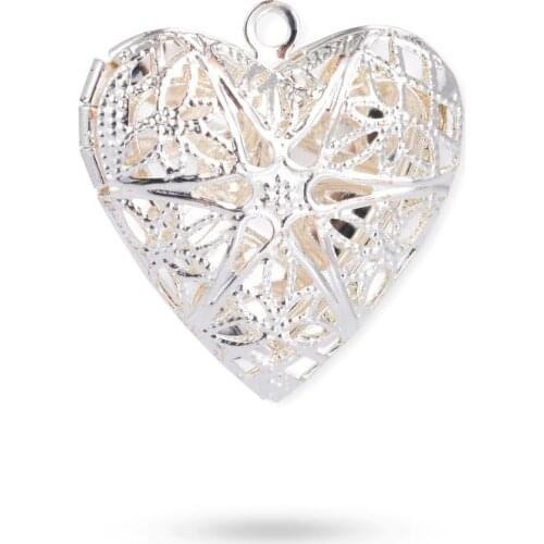 10pcs 25*26mm Heart Brass Hollow Filigree Diffuser Necklace Locket Pendants Jewelry Finddings