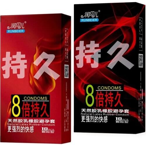 10Pcs Men Big Particles Condoms G-spot Vaginal Stimulation Long last Lube Condoms Penis Sleeve Adult Sex Products