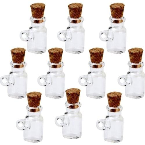 10 pcs Mini Wish Bottle Kettle Glass Shape Cork Bottle