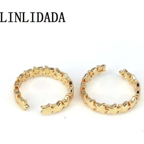 10Pcs Gold Color Star Simple Ring Wedding Rings For Women Bridal Finger Ring Jewelry Gold-color Resizable