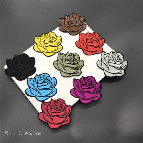 20pcs 6.5cm Flower Embroiderey Cloth Iron on Patch Ironing Applications for Clothing Stickers Coat Applique Embroidery Flower