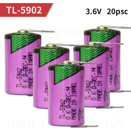 20pcs Original New (New Date) For TADIRAN TL-5902 1/2AA ER14250 SL350 3.6V 1/2 AA PLC Lithium Battery with leg