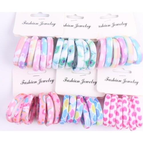 6 Pcs Cute Printing Elastic Hair Rubber Bands Girls Kids Tie Hair Ring Rope Accessories For Women Headwear Headdress Scrunchie