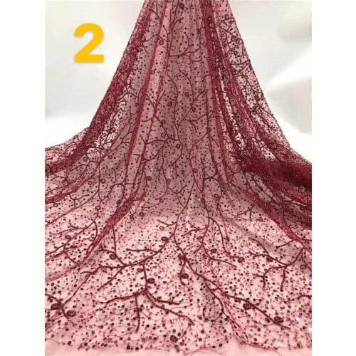 African lace fabric, exquisite bead tube sequined tulle embroidery, suitable for ladies' dresses