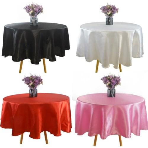 Satin Tablecloth Round 57''90''120'' Table Cover For Wedding Birthday Christmas Halloween Party Decor Table Cloth Home Supplies