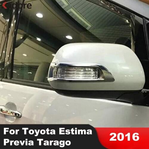 For Toyota Estima Previa Tarago 2016 Chrome Side Door Rearview Mirror Strip Cover Trim Sticker Turn Light Lamp Bezel Car Styling