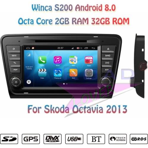 Winca S200 Android 8.0 Car DVD Player Audio For Skoda Octavia 2013- Stereo GPS Navigation Automagnitol 2 Din Radio 7" HD Monitor