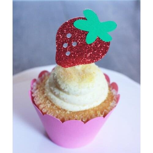 Glitter Strawberry Cupcake Toppers Food Picks Bachelor Bachelorette kids birthday Wedding Bridal Engagement Lingerie Party