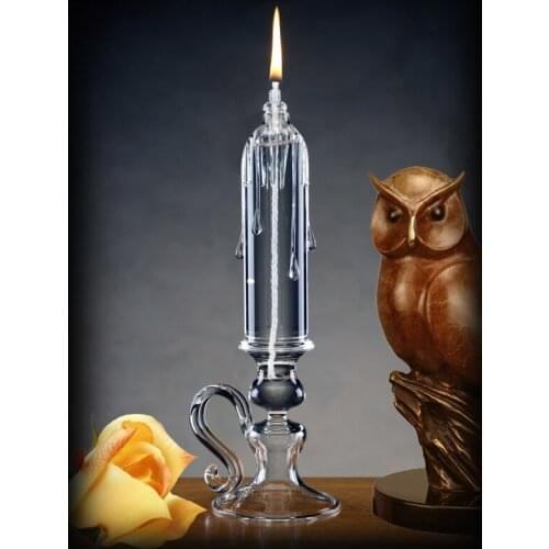 Buddhism Smokeless grass Oil Lamp Wedding Decoration Ideas Glass Kerosene Lamp Glass Candle Holder New Home Gift
