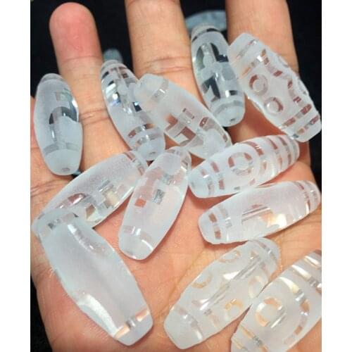 Natural Crystal 12mm*30mm Different Patterns Amulet Tibetan Dzi Beads for Bracelet and Necklace Making Tibet Beads Free Shipping