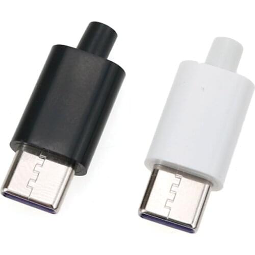 Cltgxdd 5pcs TYPE-C USB 5A Charging Plug Male connector Black/White welding Data OTG line interface DIY data cable accessories