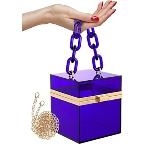 Trending Products 2021 Womens Bags Handbags Luxury Design Acrylic Square Candy Color Bags Mini Crossbody chain Shoulder Bag Cute