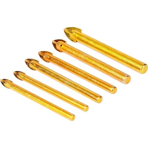 Hakkin 6Pcs Glass Cutter Hole Saw Tool 6/8/10/12mm Sharp Cross Philips Head Carbide Wall Ceramic Tile Marble Glass Drill Bit Set