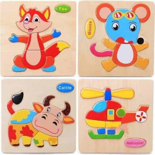 Wooden Puzzle Set Animal Shape Color Montessori Toy Fine Motor Skill Early Learning Preschool Educational Gift Game for Y