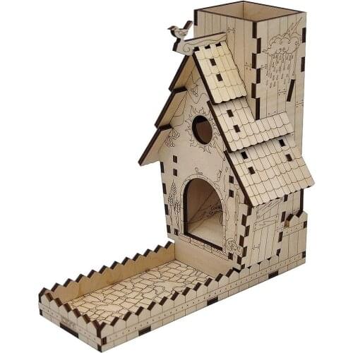 CZYY Bird Feeder Dice Tower with Tray Wood Laser Cut Perfect for Wingspan and Other Tabletop Games