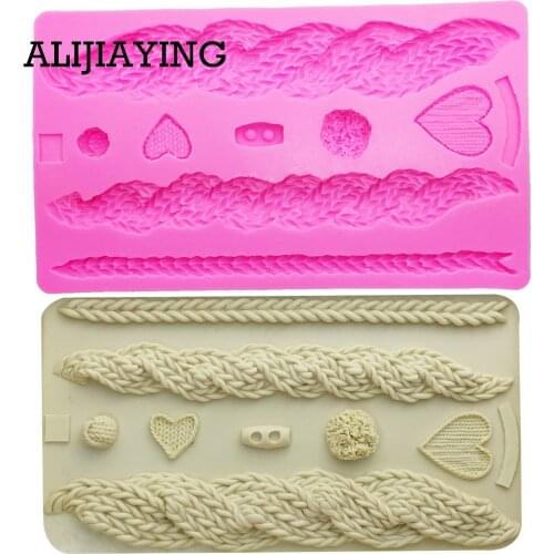 M1484 Wool lace pattern/border Knitting texture Silicone mold fondant mold cake decorating tools chocolate gumpaste mold