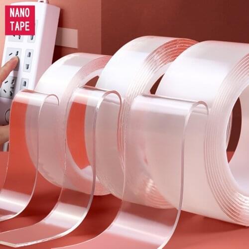 1/2/3/5m Reusable Double Side Adhesive Nano Traceless Scotch Double-sided Tape Removable Sticker Adhesive Loop Glue Gadget Tapes