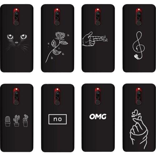 QAQsam Soft Silicone Cover For Xiaomi Redmi 8 Case Painting Flower Cat Moon Matte Phone Cases Funda