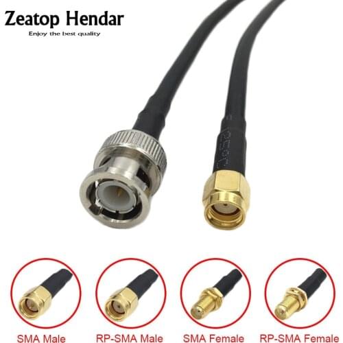 1Pcs RG58 / LMR195 Crimp Cable BNC Male Plug to SMA RP-SMA 4 Types Jack RF Coaxial Pigtail Wire Connector 15cm 20cm 30cm 50cm