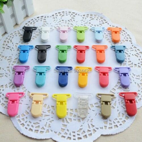 Wholesale 1000 PCS/Lot 25MM KAM Baby Bib Clips, Plastic Smoother Clip Baby Pacifier Clip 28 Colors For Choice Free Shipping