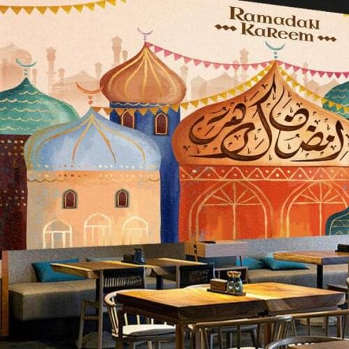 Custom size hand painted arabic wallpaper islamic architecture wallpaper mural living room bedroom restaurant hotel PVC
