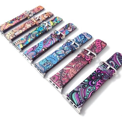 Painted Leather bohemian Band for iWatch 6 5 42mm 38mm Strap Bracelet watchbands for Apple watch Series 6 5 44mm 40mm band