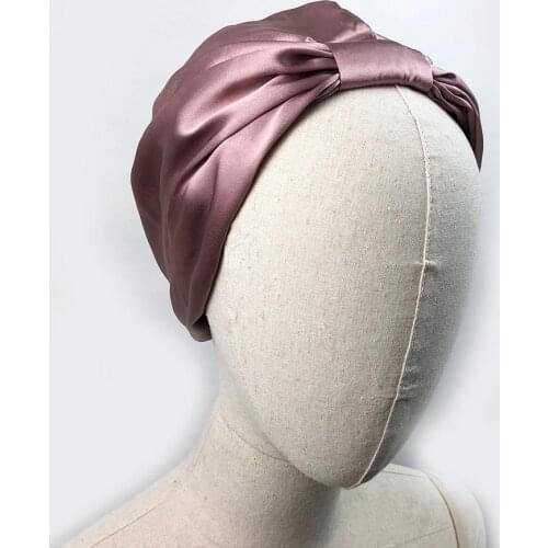 Women Sleep Hat Soft Pure Silk Charmeus Night Sleep Cap Hair Bonnet Silk Comfortable Head Cover Wide Elastic Band Hair Loss Cap
