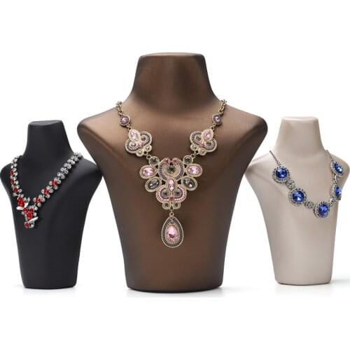 Drawing PU leather jewelry rack model neck portrait neck necklace jewelry display racks jewelry display props