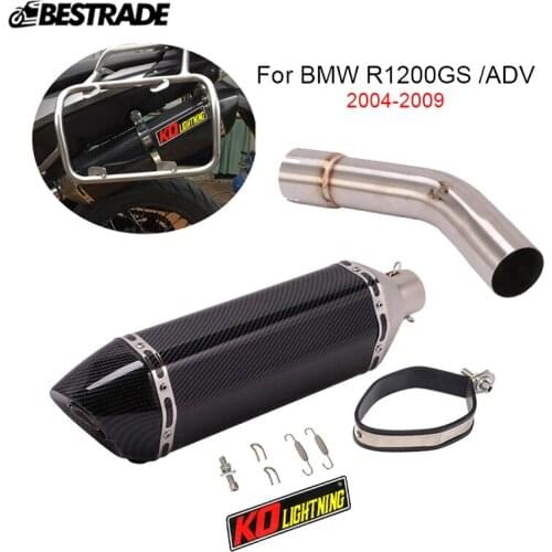 Motorcycle Exhaust System For BMW R1200GS /ADV 2004-2009 Middle Pipe Slip 51mm Muffler With DB Killer Silencer Pipe Stainless