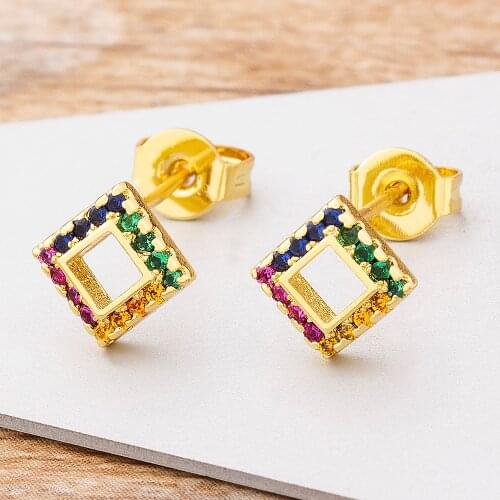 High Quality 11 Styles Choice Fashion Simple Stud Earrings For Women New Rhinestone Crystal Square Geometric Jewelry Gift