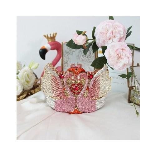 XIYUAN Animal Bird Hollow Out Diamond Luxury Shoulder Wedding Evening Clutch Bag Lady Toiletry Bag Colorful Crystal Mini Wallet