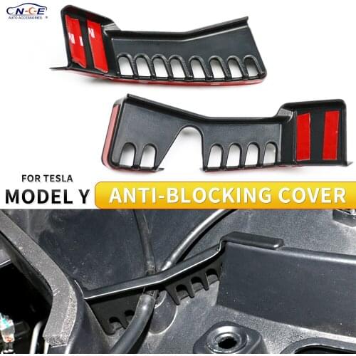 For Tesla Model Y Front Trunk Drainage Channels Anti-Blocking Cover Car Accessories 2020 2021 ABS Engine Room Anti-block Cover