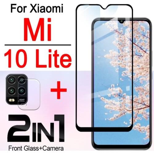 For mi 10 lite screen protector glass for xiaomi mi10 10lite 5g mi10lite with camera lens protective tempered glas film 2 in 1