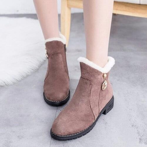 Winter New 2020 Fashion Side Zipper Metal Decorative Shoes Wild Warm Thick Classic With Non-slip Bottom Casual Womens Boots B31