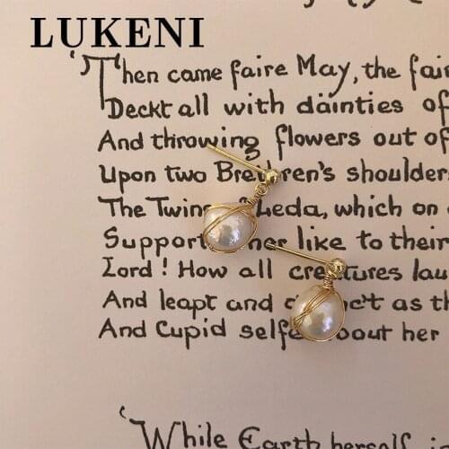 Womens 14K Gold filled Pearl Earrings Jewelry Clothing Accessories Baroque Pearl Earrings Pendant Feminine Charm Pop Earrings