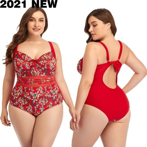 2021 New Women Plus size Swimsuit One Piece Swimwear Large Big Plussize Black Swimming Bathing Suits Beachwear Wear For Female
