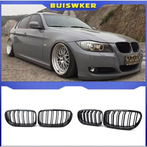 1 Pair Gloss/Matte Black M-Color Kidney Front Grille Auto Racing Grille for BMW E90 E91 LCI 325i 328i 335i 2009 2010 2011