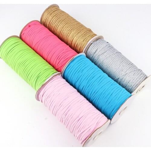 5 Yards Colourful 3mm Elastic Band Sewing High Elastic Mask Rope Colorful Flat Rubber Band Lace Trim Belt Band Garment Accessory