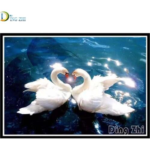 5D Diy Diamond Mosaic "Animal Swan" Diamond Painting Full Square Round Embroidery Sale Love Lake Home Decor