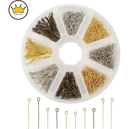 650pcs/Box Iron Metal Eye Pins Needles Beads Handmade for DIY Jewelry Findings Making Accessories Mixed Color
